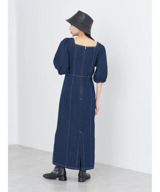 earth music&ecology スクエアネックデニムワンピース Dark Indigo