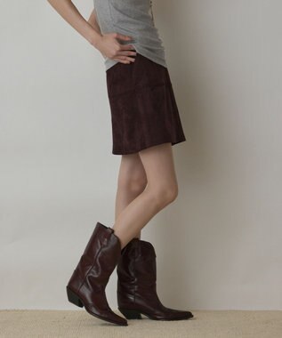 GRACE CONTINENTAL パッチワークミニスカート ダークブラウン