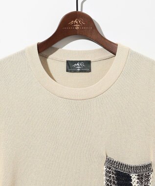 JOSEPH ABBOUD MOUNTAIN 【エコ素材・軽量・通気性・速乾性】ペーパーヤーンニット Ｔシャツ ベージュ系