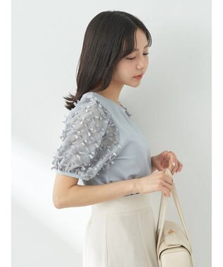 earth music&ecology リボンスリーブプルオーバー Grayish Blue