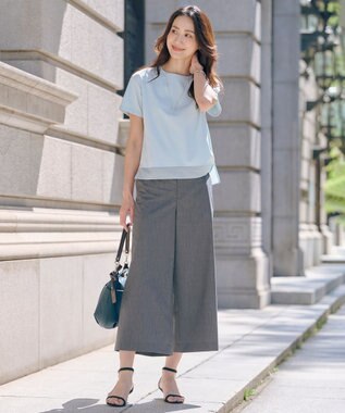 J.PRESS LADIES 【洗える】ソフトシャンブレー クロップド パンツ グレー系