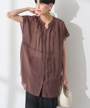 AMERICAN HOLIC ウエストドロストフレンチスリーブブラウス Chocolat