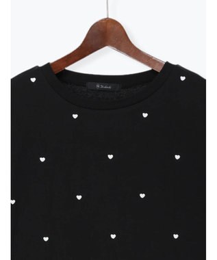 Te chichi 【接触冷感】ハート刺繍Tシャツ ブラック