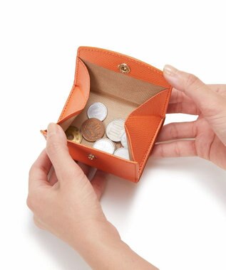 TOPKAPI 【TOPKAPI】角シボ型押し・ラウンドフラップ  三つ折り 財布 COLORATO コロラート オレンジ