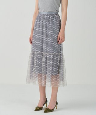 GRACE CONTINENTAL フロッキーチュールスカート グレー