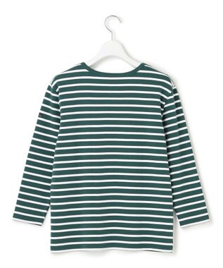 23区 L 【洗える】Armor-lux スムース ボーダー カットソー グリーン×ホワイトボーダー