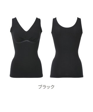 BRADELIS New York 【Yukine inc. 】ゆきねえ365綿混モアらくフルカップブラキャミ23 補正下着 締め付けすぎない快適シェイパー ブラック