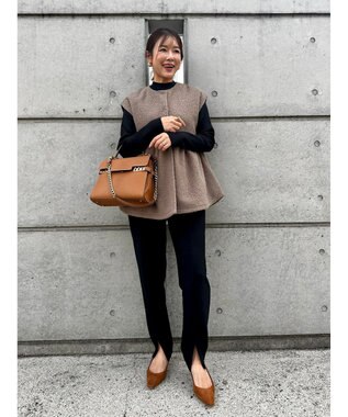 Green Parks フレア裏付きボアベスト Gray Beige