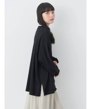 earth music&ecology サイドスリットルーズＶネックカーディガン Black