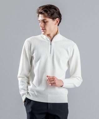 JOSEPH HOMME 【WEB限定】ヴィスコースリンクス　ハーフジップニット ホワイト系