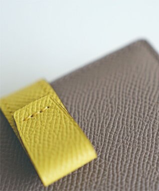 Atelier nuu 日本製 noble L字ファスナー二つ折りウォレット グレージュ×イエロー