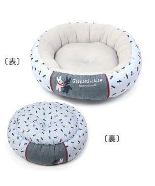 PET PARADISE リサとガスパール接触冷感 丸型 クールカドラーベッド《水色》（55cm） 水色
