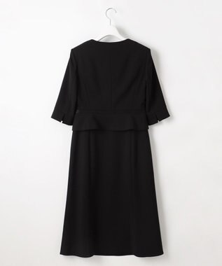 自由区 FORMAL 【ウォッシャブル対応】ドビーボーダーリボン ジャケット+ワンピース ブラック系