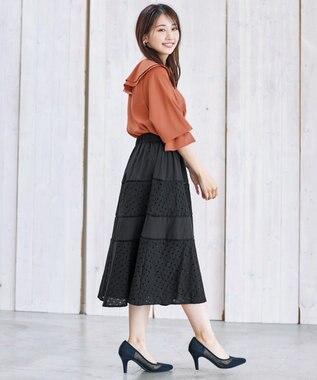 Tiaclasse 【洗える】フレアカラーブラウス ピンク