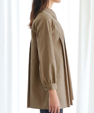 Tiaclasse L ピーチスキンプリーツシャツチュニック ベージュ