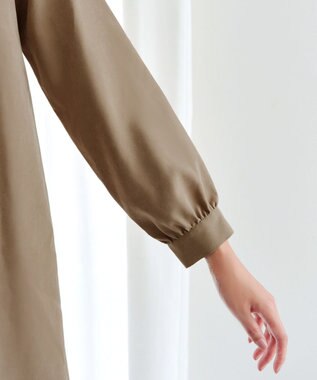 Tiaclasse L ピーチスキンプリーツシャツチュニック ベージュ