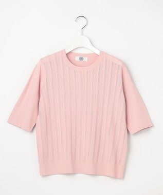 J.PRESS LADIES Rayon Elite Stretch クルーネック ニット ピンク系