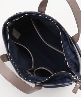 Y'SACCS はっ水ドットジャカード リサイクルレザーコンビ 2wayトートバッグ ネイビー