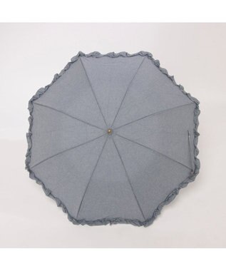 UNBILLION カシュネ cachenez / シャンブレーフリルトップレス2段折りたたみ傘 ブルー