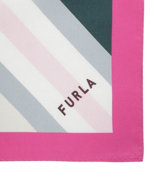 MOONBAT FURLA シルク100% 幾何柄 スクエアスカーフ ピンク