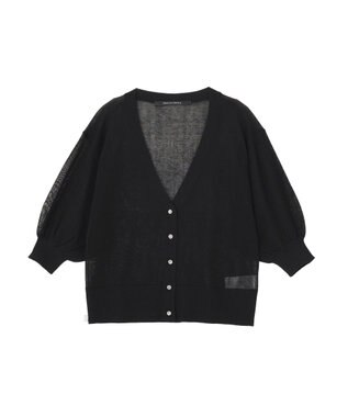 YECCA VECCA シアーニットVネックカーディガン Black