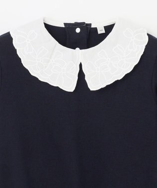 ANY KIDS 襟 刺繍 カットソー ネイビー