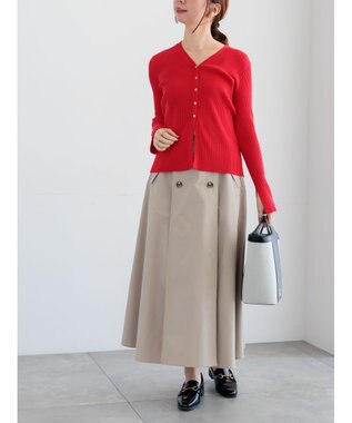 Te chichi リブVネックカーディガン レッド