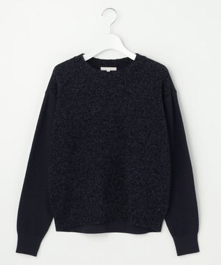 自由区 S ブークレミックスツイード ニット ネイビー