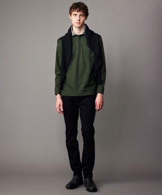 JOSEPH ABBOUD 【消臭などの高機能】オーガニックコットン ダディ 長袖 ポロシャツ カーキ系