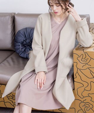 Tiaclasse 【2WAY】さらっと羽織れるFOXファーコート エクリュ