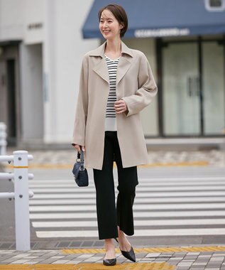 自由区 【XSサイズ～/洗える/セット着用可】ドライコットンハイゲージ フレアシルエット ニットパンツ ネイビー系