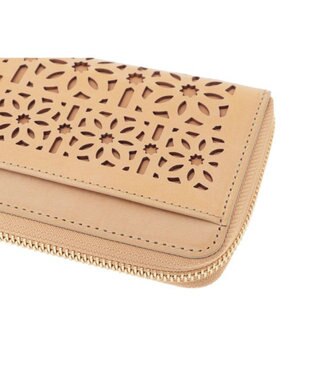 genten マルチカットワークミニ  L字長財布 ハニーベージュ