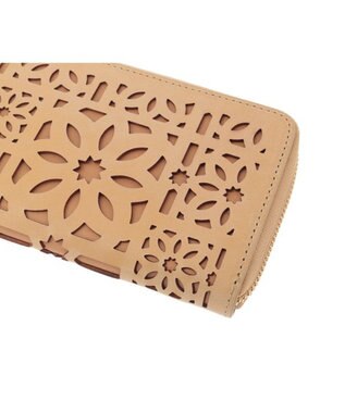 genten マルチカットワークミニ  L字長財布 ハニーベージュ