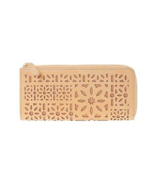 genten マルチカットワークミニ  L字長財布 ハニーベージュ