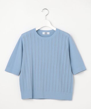 J.PRESS LADIES Rayon Elite Stretch クルーネック ニット サックスブルー系