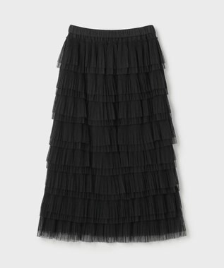 GRACE CONTINENTAL タイトティアードチュールスカート ブラック