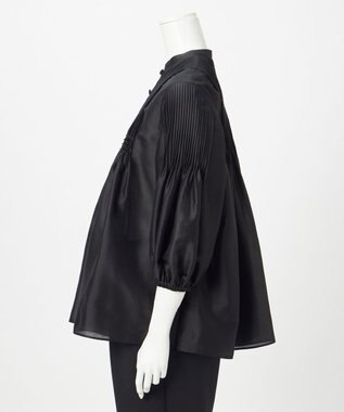 23区 L 【R(アール)】スモッキングタックオーガンザ ピンタック ブラウス ブラック系