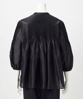 23区 L 【R(アール)】スモッキングタックオーガンザ ピンタック ブラウス ブラック系