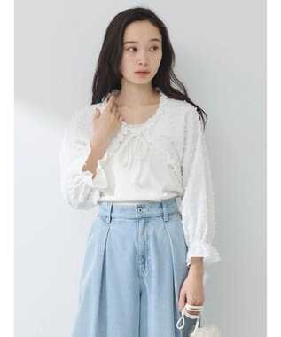 earth music&ecology ふくれジャガードボレロ Ivory