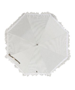 MOONBAT 【遮光/晴雨兼用日傘】POLO RALPH LAUREN（ポロラルフローレン）折りたたみ日傘 ストライプフリル 遮熱 遮光 UV カーキー