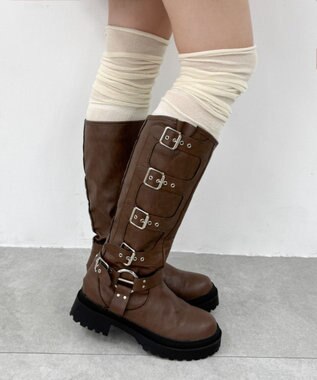 WEGO ゆるクシュ切替リブムジニーハイソックス