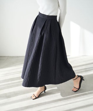 UNFILO フクレジャガード ボリュームスカート ネイビー