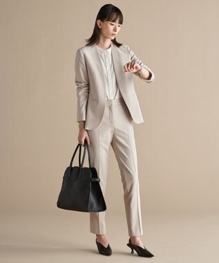 ICB 【セットアップ対応】ウールストレッチ テーパードパンツ トープ系