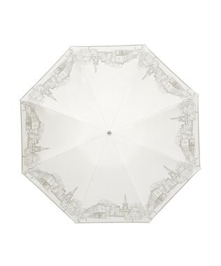 MOONBAT 【遮光100%/収納バッグ付き】SOLFEGE MODE  晴雨兼用 折りたたみ日傘 街並プリント ホワイト