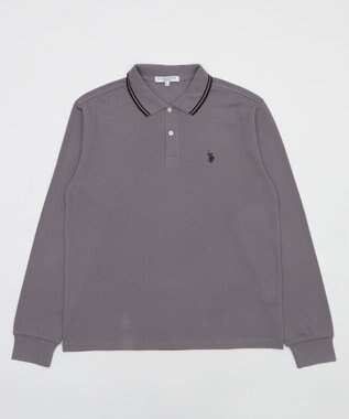 WEGO 【25年秋冬新作/ユニセックスITEM/SMLサイズ展開】別注USPOLOラインポロシャツ（長袖） グレー