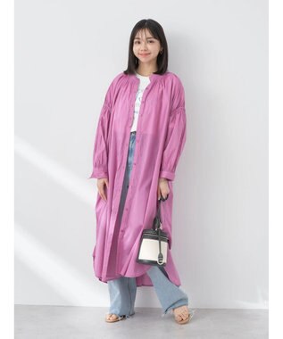 earth music&ecology コットンボイルギャザーワンピース Purple