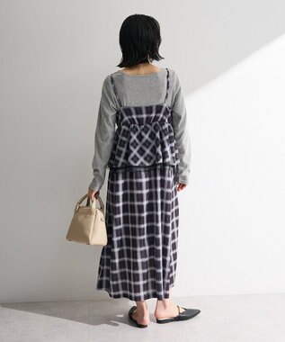 Green Parks ペプラムチェックキャミワンピース Black