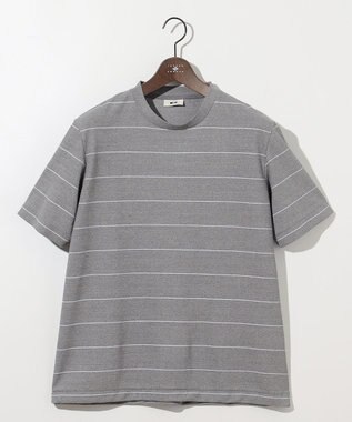 JOSEPH ABBOUD 【和紙ニット/日本素材・縫製/ 軽量/通気性/速乾性】和紙フライスボーダー Tシャツ ライトグレー系2