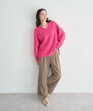 YECCA VECCA Vネックルーズニット Pink
