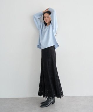 YECCA VECCA Vネックルーズニット Sax